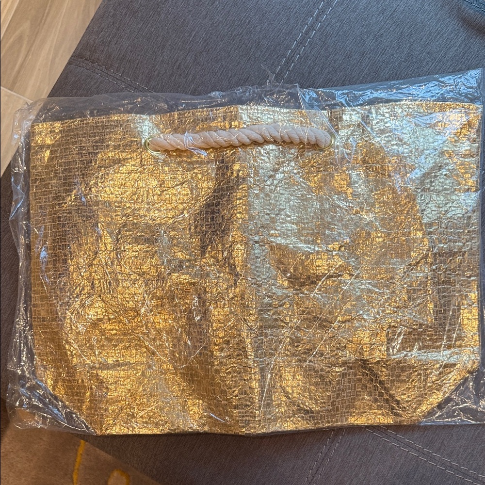 Saks Fifth Ave Gold Tote Bag